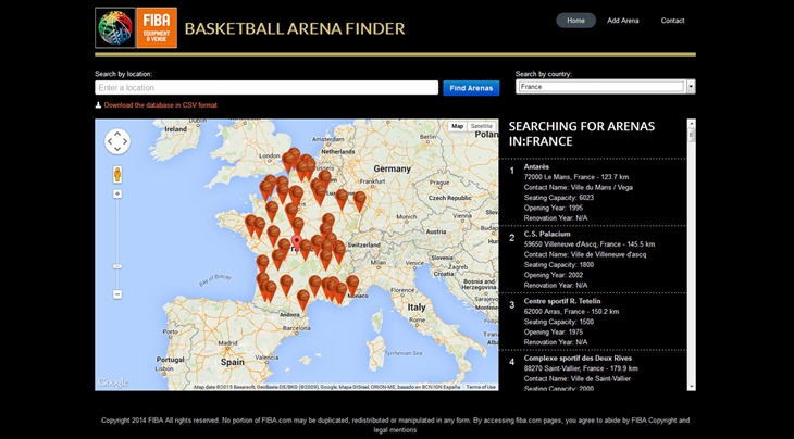 Basketball Arena Finder